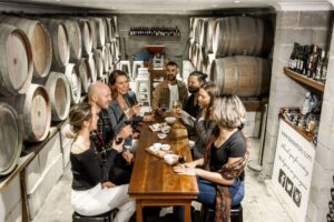 wine tasting and oyster shucking experience