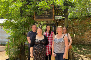 Group outside winery cellar door on a tour from Sydney, Kenny Escapes WInery Tour